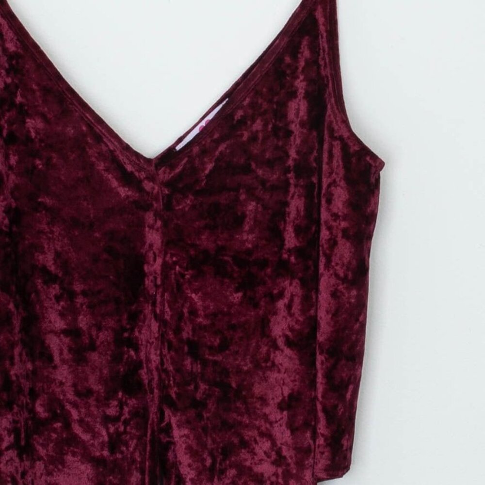 Buddy Love Womens Crushed Velvet Button Front Tank Top Size S Tie Bottom Vamp - Picture 2 of 8